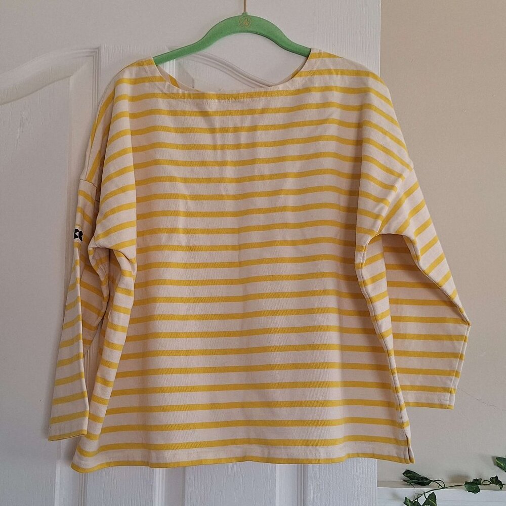 Joanie Clothing Yellow and White Striped Long Sleeve Shirt US M (UK L)